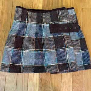 Free People Wool Plaid Miniskirt, Size 4